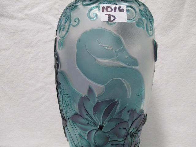 Chris Carpenter Pilgrim Glass 12.5" Cameo Vase " Swan Blossom"  3 Layers -