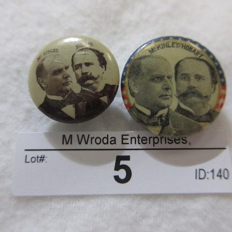 McKinley & Hobart political pins