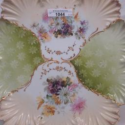 UM RS Prussia 11" floral cake plate w/ raised gold trim