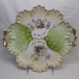 UM RS Prussia 11" floral cake plate w/ raised gold trim
