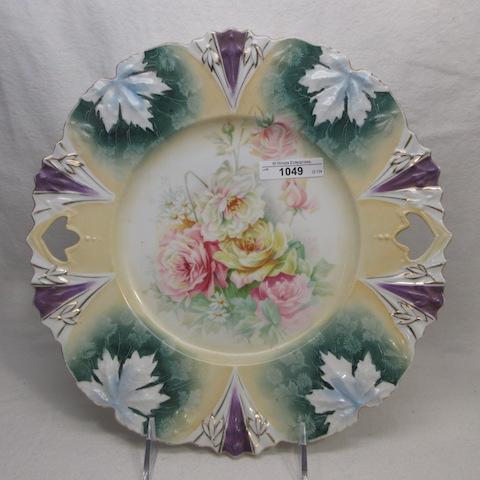 UM RS Prussia  11" Acorn mold floral cake plate