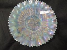 Nwood Peacocks 9" Ice blue PCE bowl. Scarce