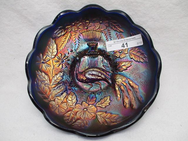 Nwood 6" blue Peacock at Urn stippled ICS bowl