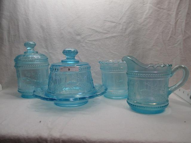 Nwood Peacock at Fountain Ice blue complete table set- RARE