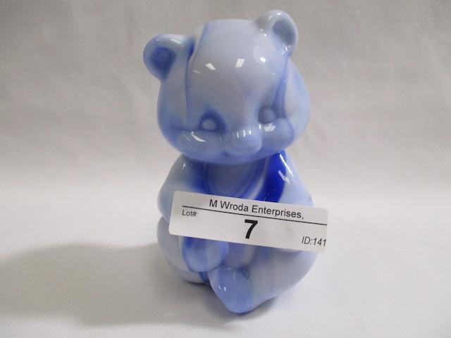 Fenton blue slag sitting bear