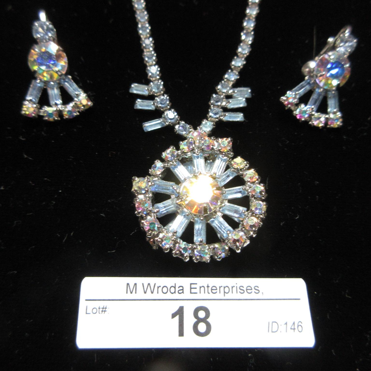 Rhinestone Necklace and Earrings