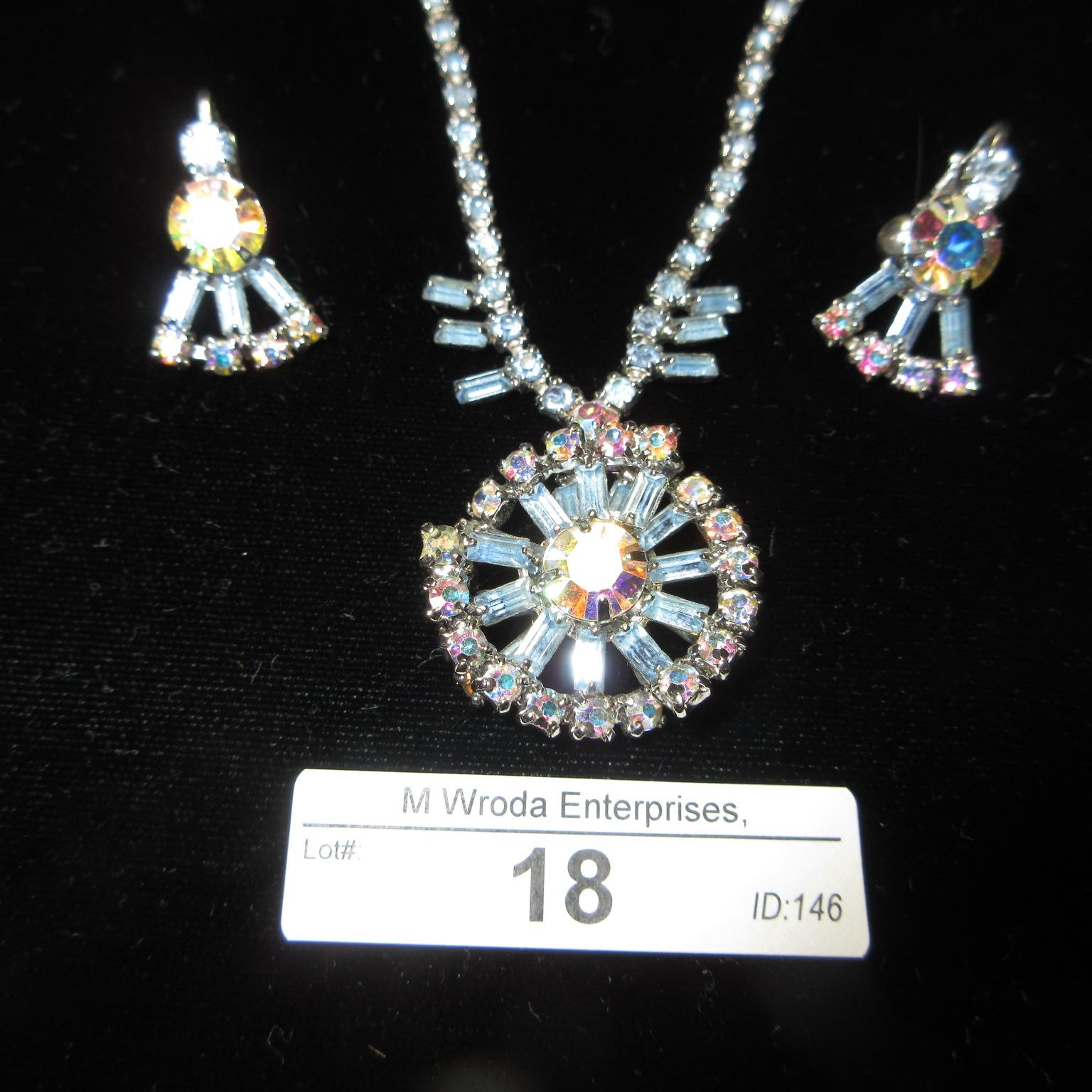 Rhinestone Necklace and Earrings