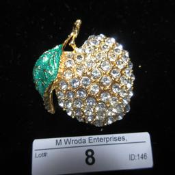 Rhinestone Apple Broach