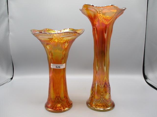 2 Imperial mari. Bulls Eye & Beads vases 8" & 11"