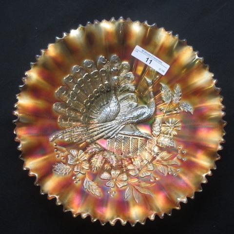 Nwood 8.5" marigold Peacocks PCE bowl.