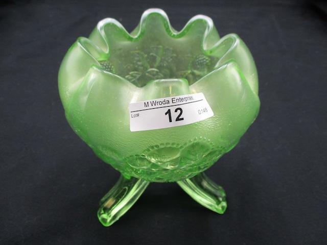 Nwood ice green Daisy & Plume rosebowl w/ berry interior. tiny pin head on