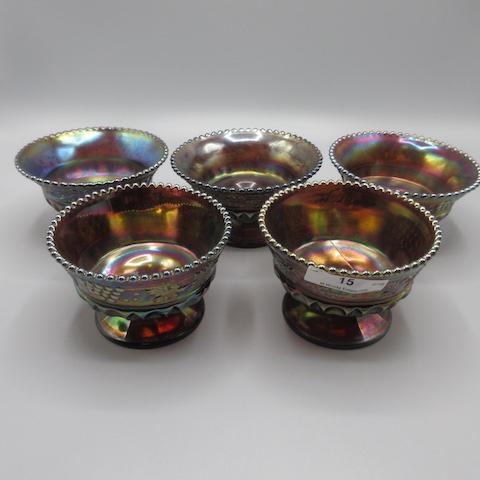 5 Nwood purple G&C stemmed berry bowls