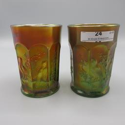 2 green Singing Bird tumblers