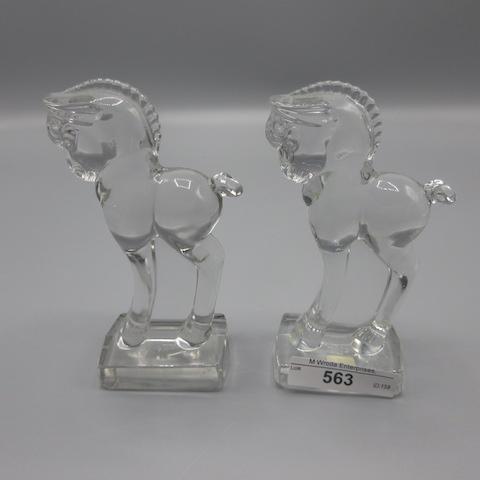 2 Heisey Crystal Standing Colts