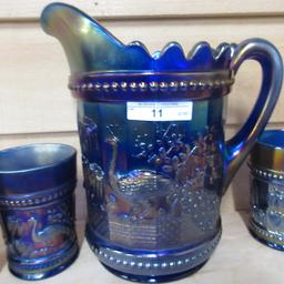 Nwood elec blue Peacock at Fountain water set 5pc WOW!