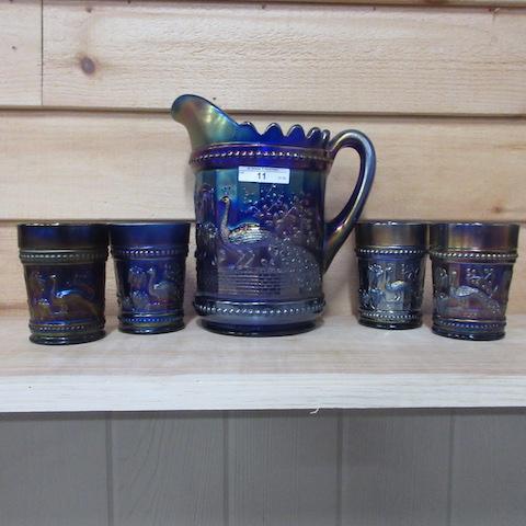 Nwood elec blue Peacock at Fountain water set 5pc WOW!