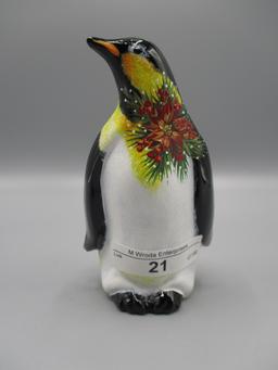 Fenton Christmas Penguin 2011 HP by Vicki Curren. One of a Kind!!!