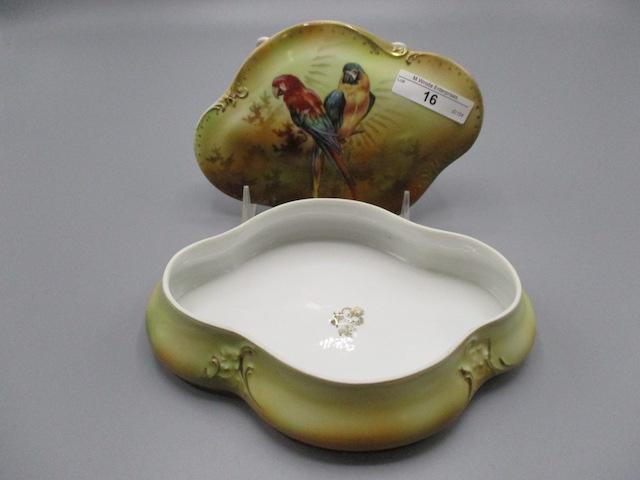 RS Prussia 8 x 5" Parrots decor covered box. RM