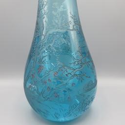 1940's Oriental Art Glass paperweight vase w/ cut back etched design as sho