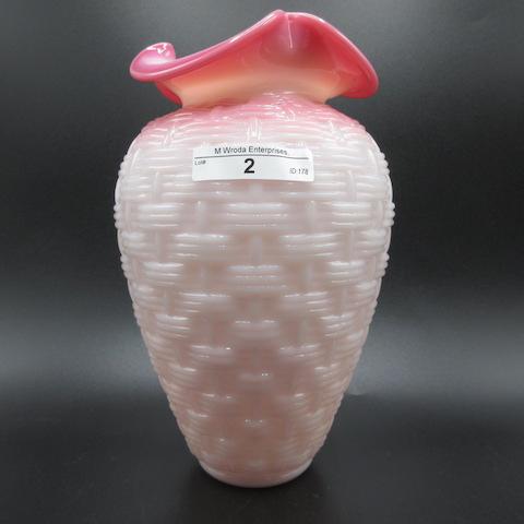Fenton rosalene Basketweave 8" vase
