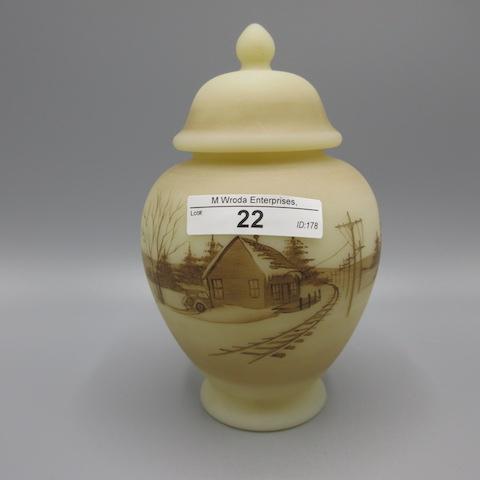 Fenton Cameo Temple jar-Down by the Station