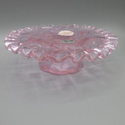 Fenton pink miniature cake plate-2" tall/ 7" wide