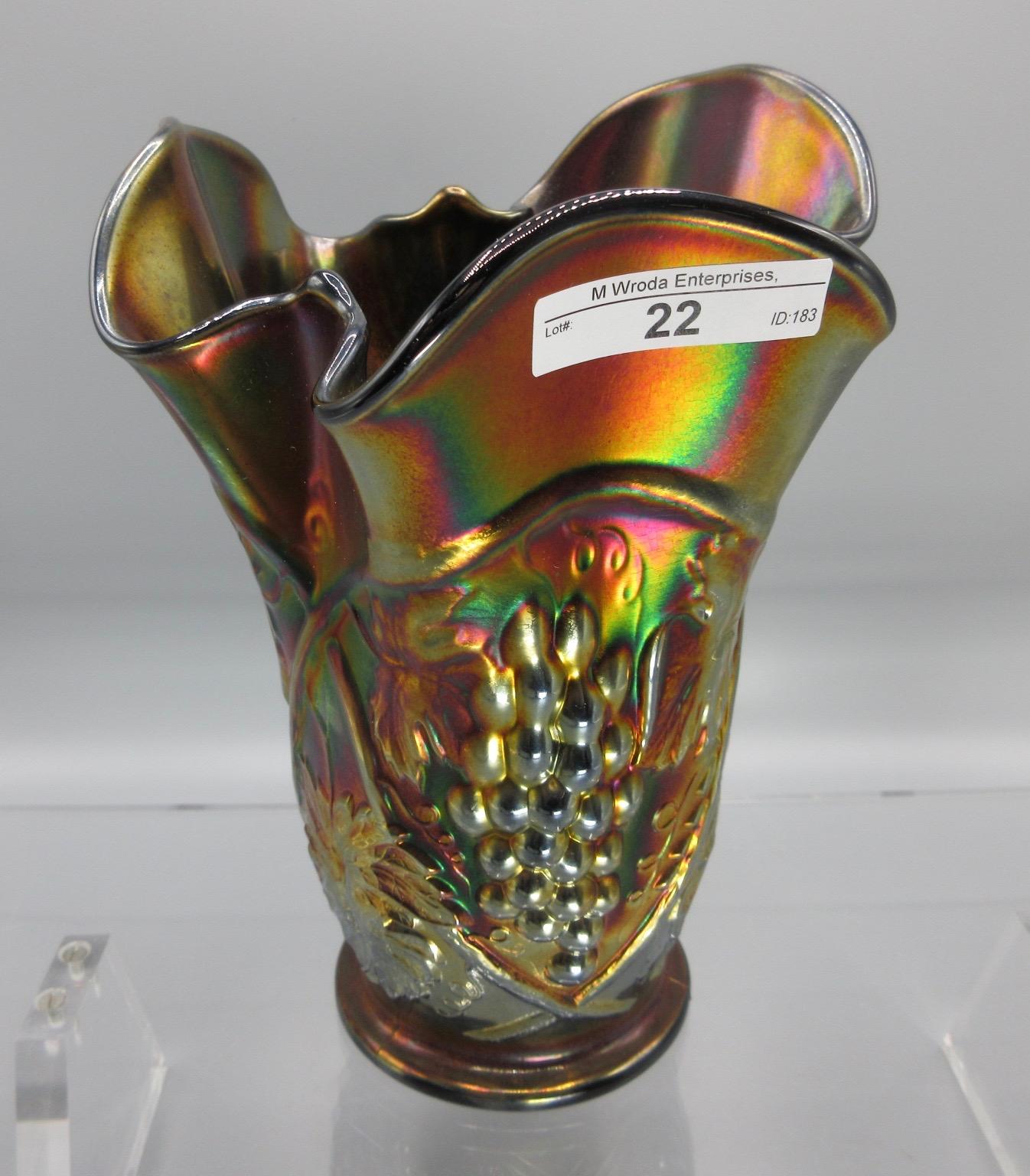 US Glass Palm Beach 9" purple free form "napkin" vase.