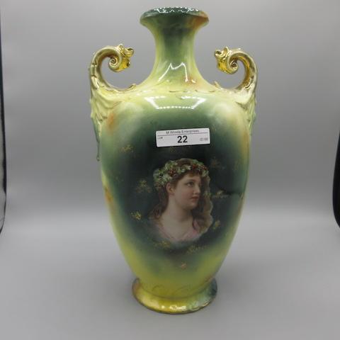 ES Germany 12" "muscle" vase w/portrait