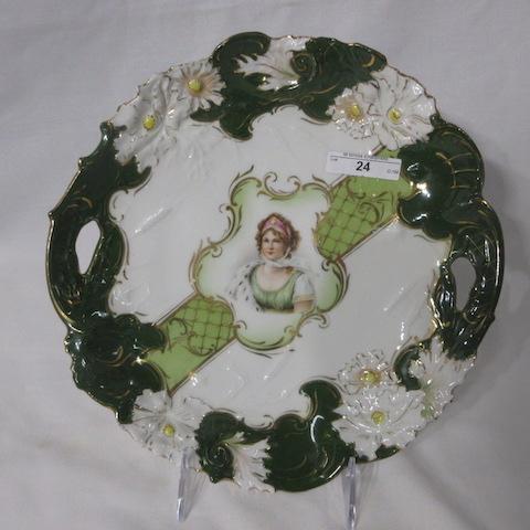 RS Prussia steeple mark 11" cake plate w/ Queen Louise portrait. Nice.