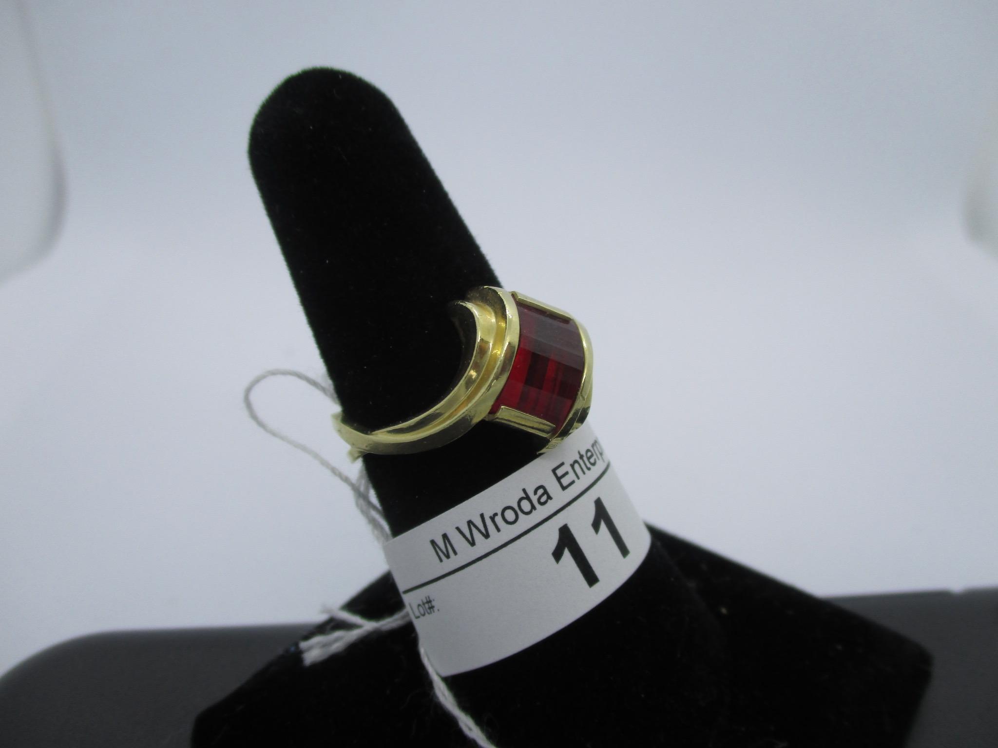 Ring-14K gold synthetic  tourmaline, size 7.5