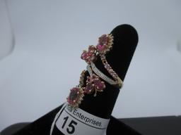 Ring-14K pink tourmaline & diamond, size 7.25