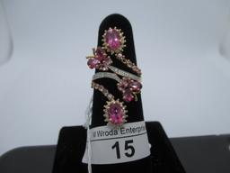 Ring-14K pink tourmaline & diamond, size 7.25