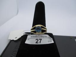 Ring-14K blue topaz, size 11-unmarked sized