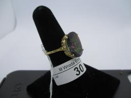 Ring-10K multicolor stone, size 8