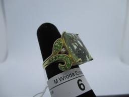 Ring-10K green amethyst, size 7