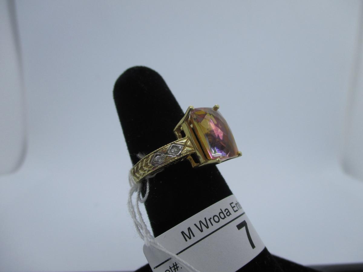 Ring-14K pink tourmaline, size 6.25