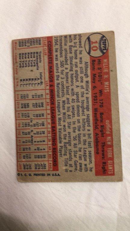 1957 Topps Willie Mays vintage baseball card nice