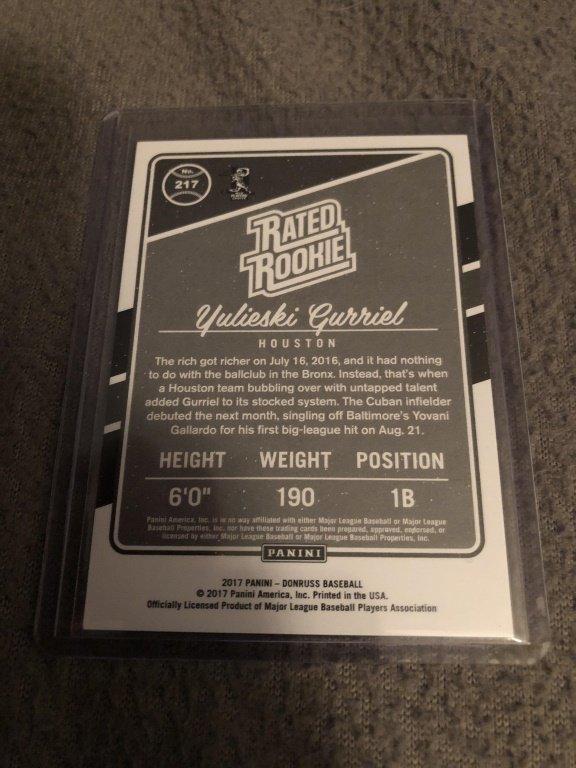 2017 Panini Donruss YULIESKI GURRIEL RC /99 Gold