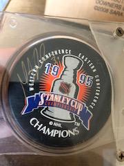 1995 TOPPS CHAMPIONS- MARTIN BRODEUR, Autograph Puck and RC Card