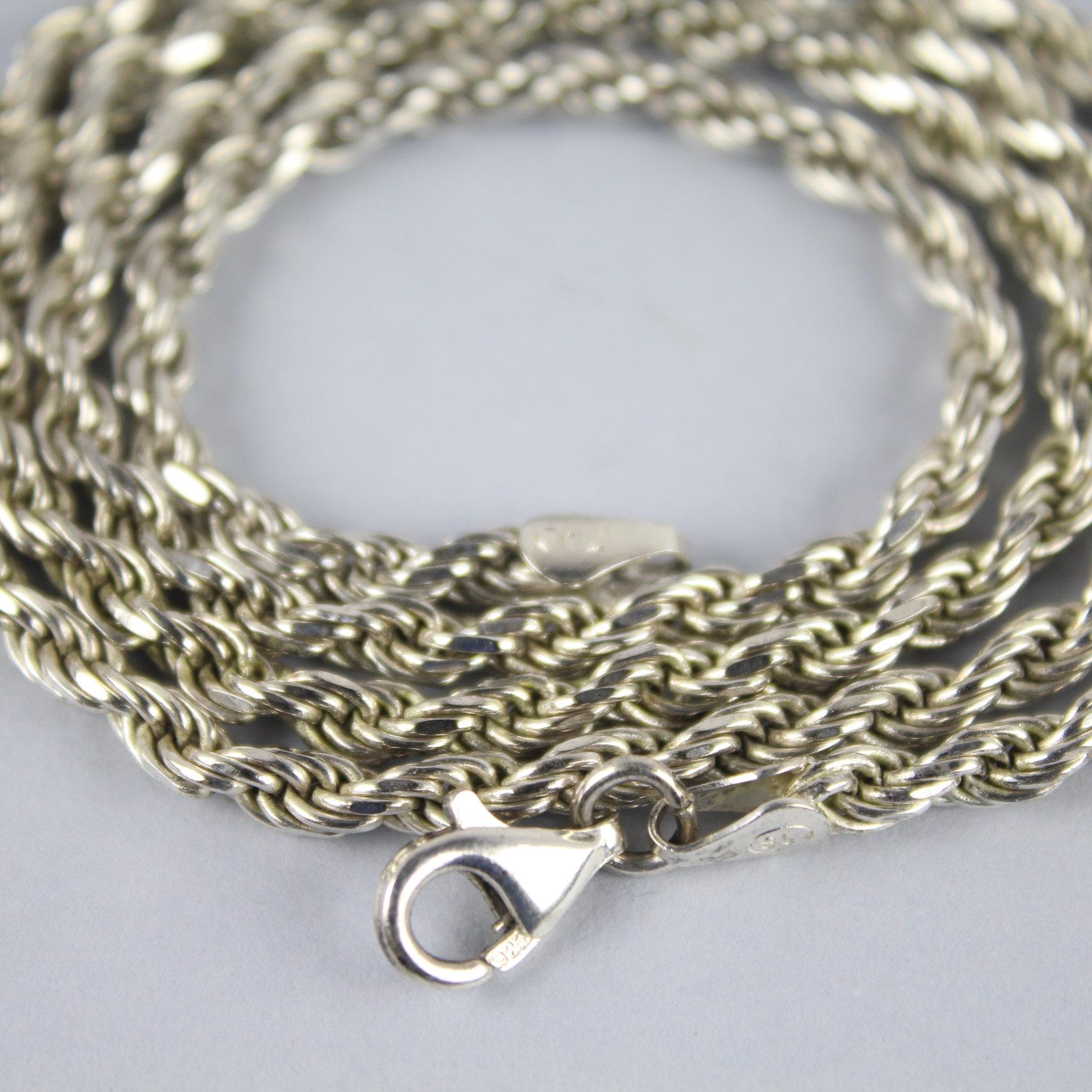 Sterling Silver Rope Chain Necklace 22"