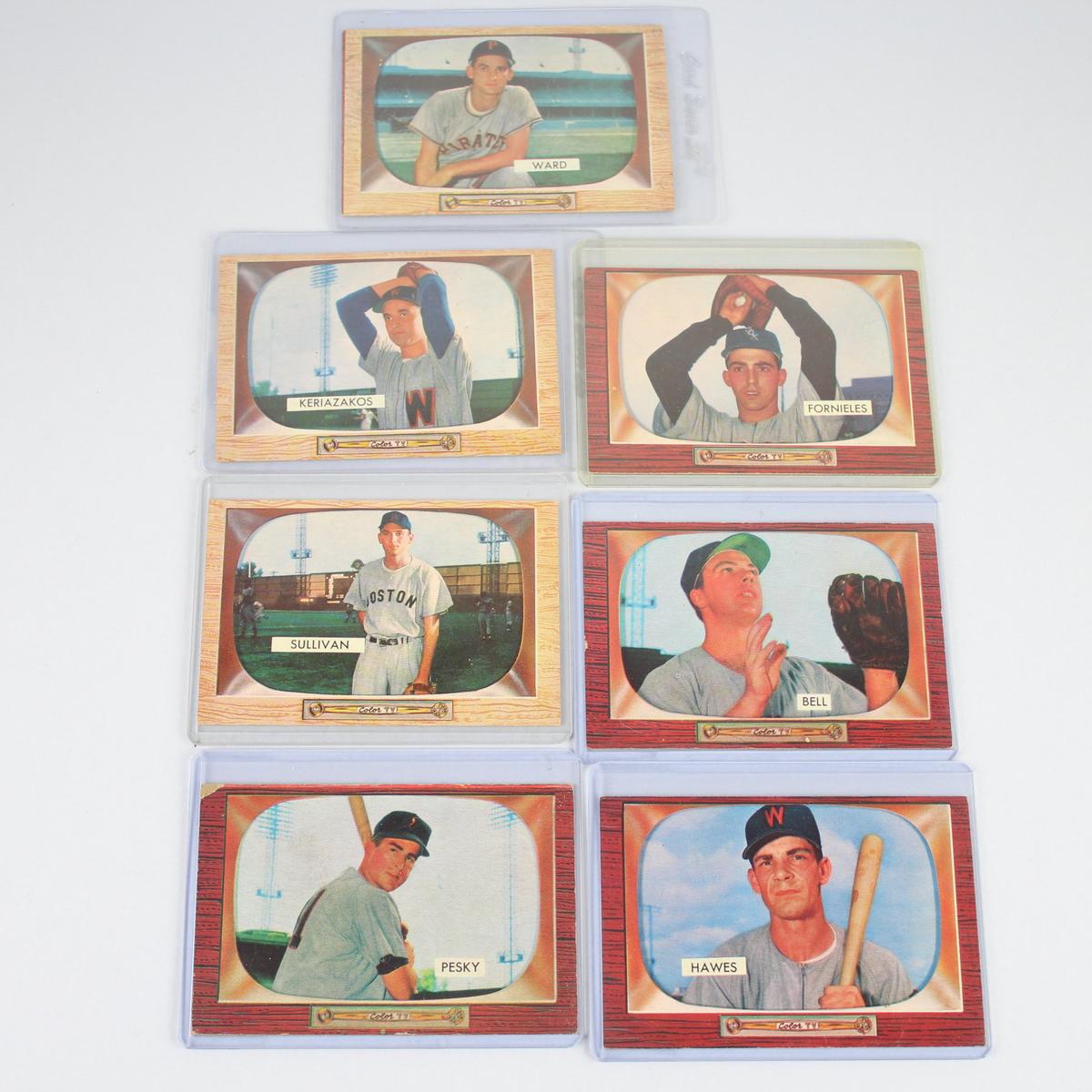 7 Vintage 1955 Bowman Baseball Cards Group 8