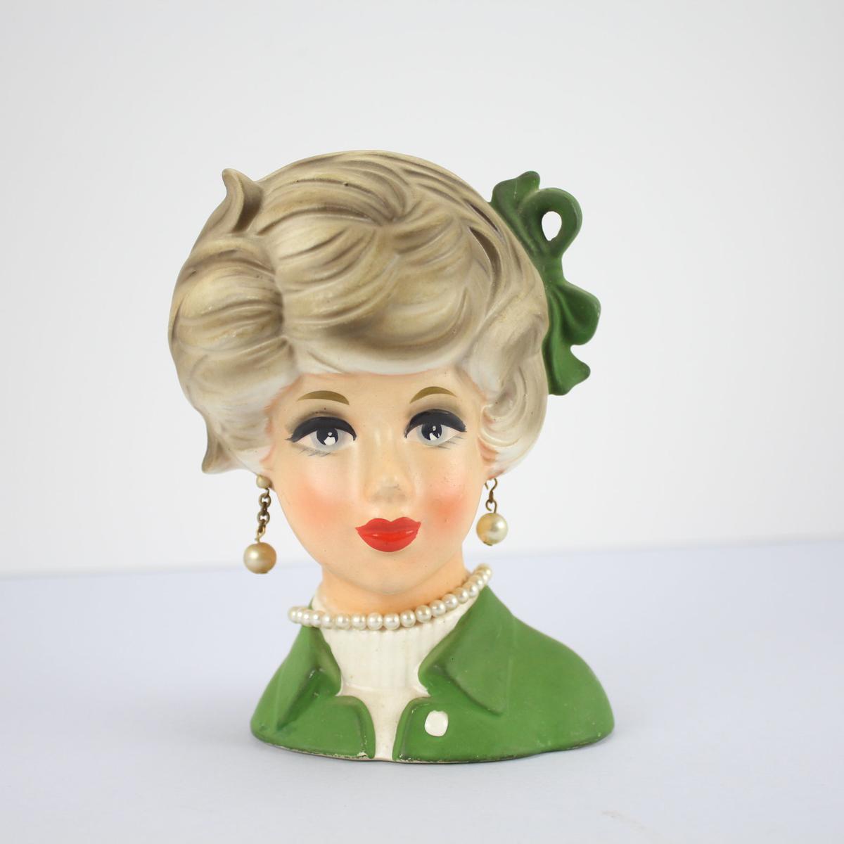 Vintage Napcoware c8496 Lady Head Vase 5 & 1/2"