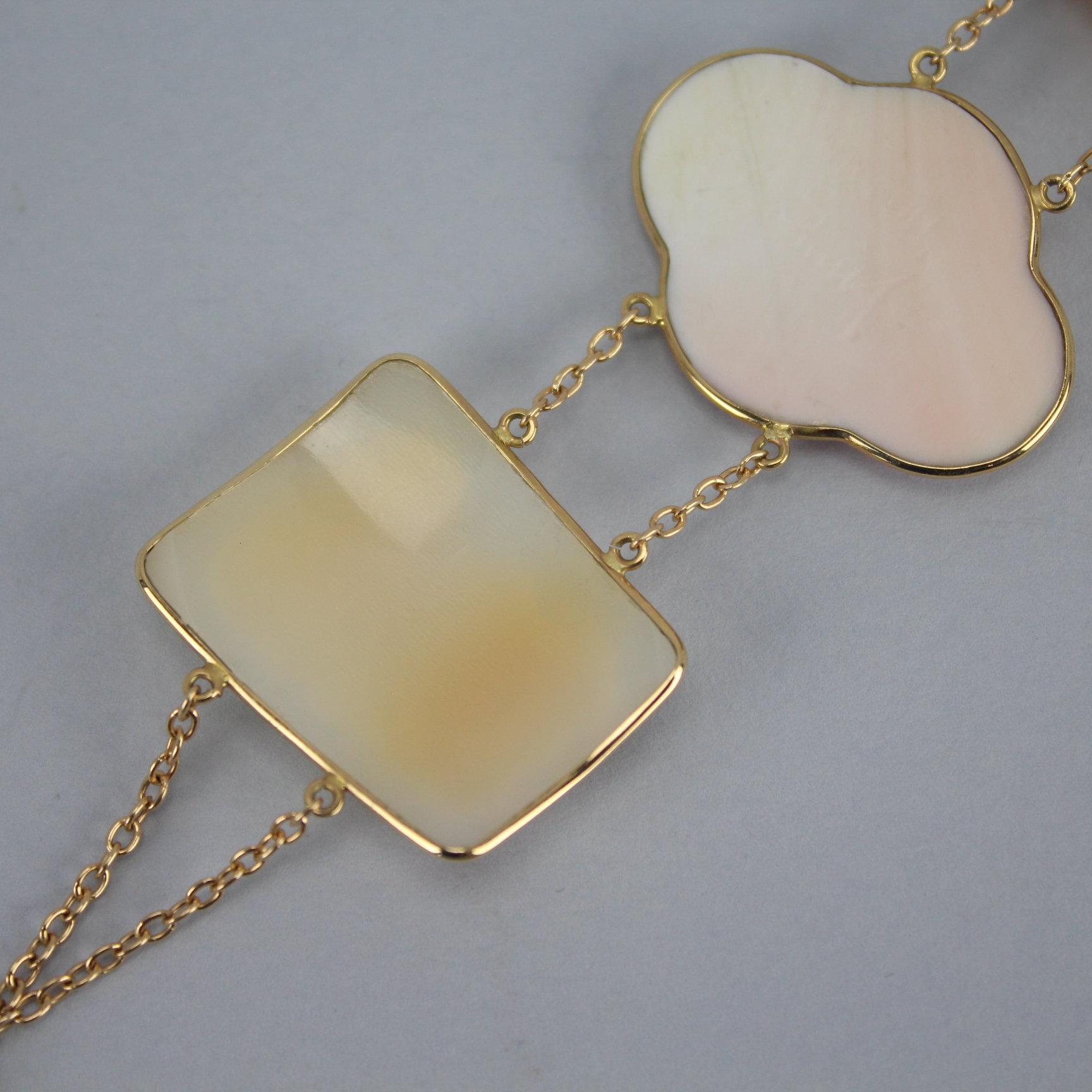 14k Yellow Gold Hand Carved Cameo Bracelet 7 & 1/2"