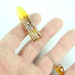 Vintage Bakelite Encrusted Rhinestone Hat Pin