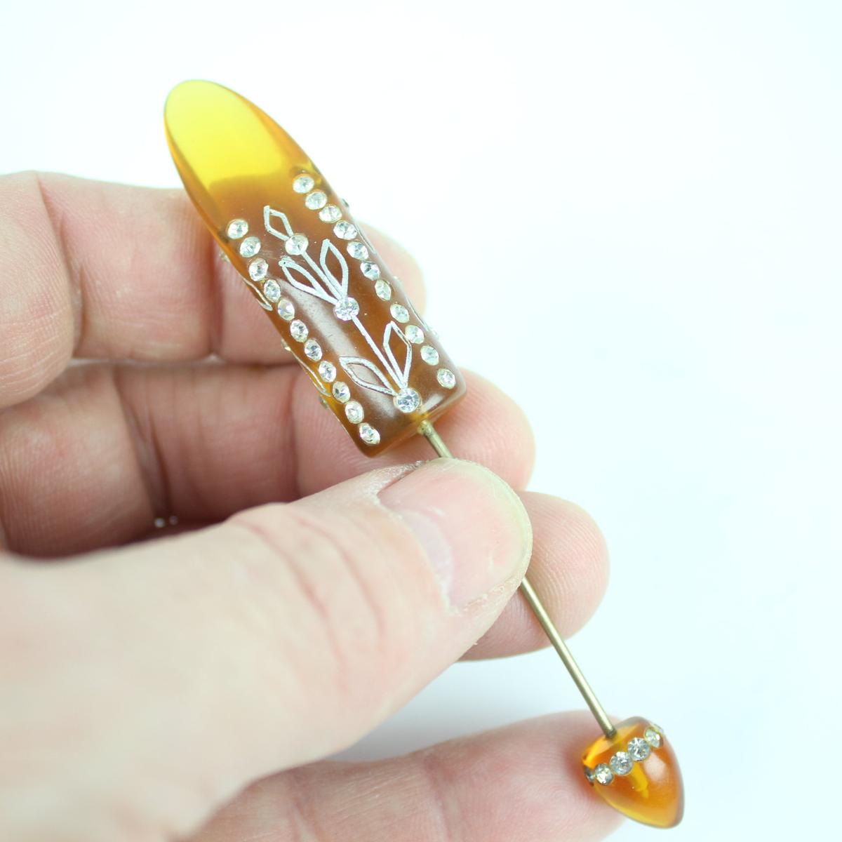 Vintage Bakelite Encrusted Rhinestone Hat Pin