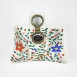 Hand Painted Vintage Inkwell One Piece with lid