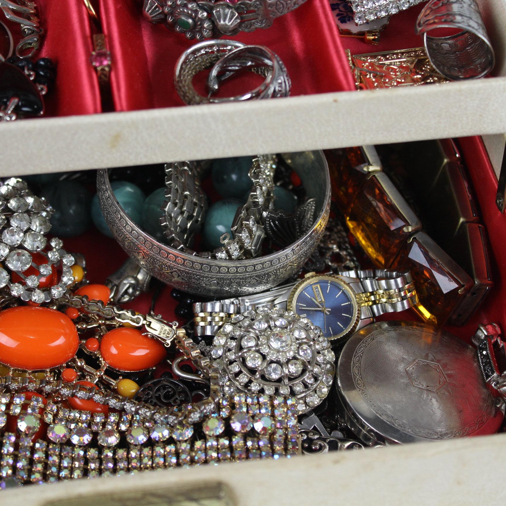 Ladies Jewelry Box Full of Costume Jewelry