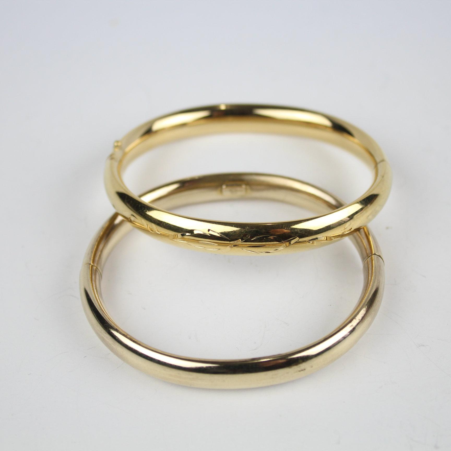 2 Vintage Gold Filled or Plated Hinged Bangle Bracelets 22 Grams