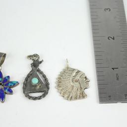 Group of Sterling Silver Navajo Pendants 12 Grams