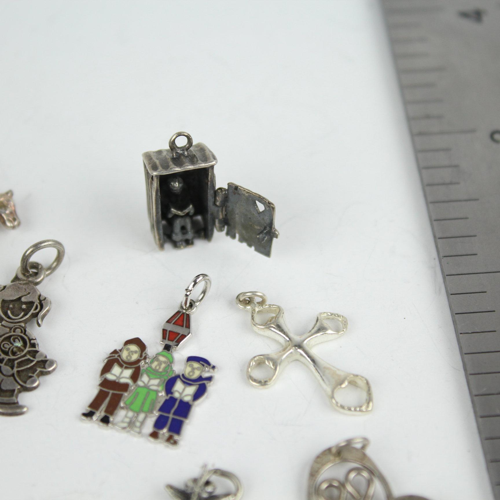 Group of Sterling Silver Charms 18 Grams